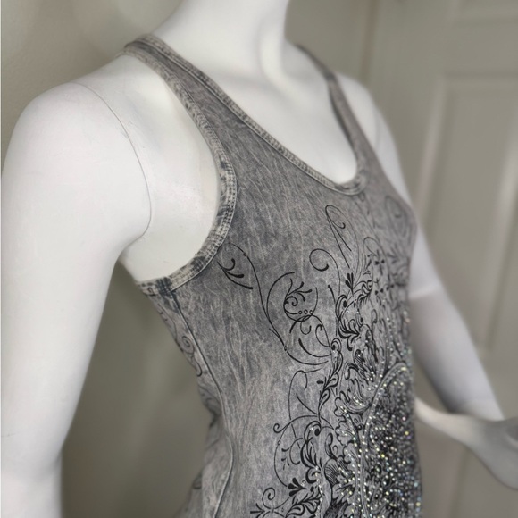 Vocal Tie Dye Print Bedazzled Crystal Rhinestones Studded Maxi Dress Small. #95 - Picture 7 of 11